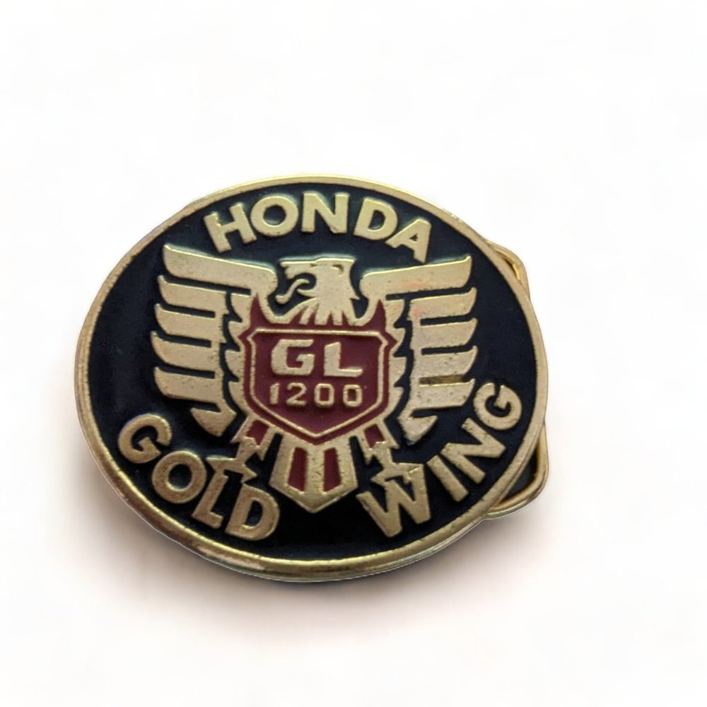 Vintage Honda GL1200 Gold Wing Gold Tone Oval Belt Buckle 2 3/4" X 2 1/2"